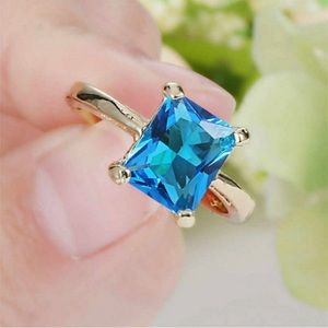 10K Yellow Gold Filled Aquamarine Engagement Ring